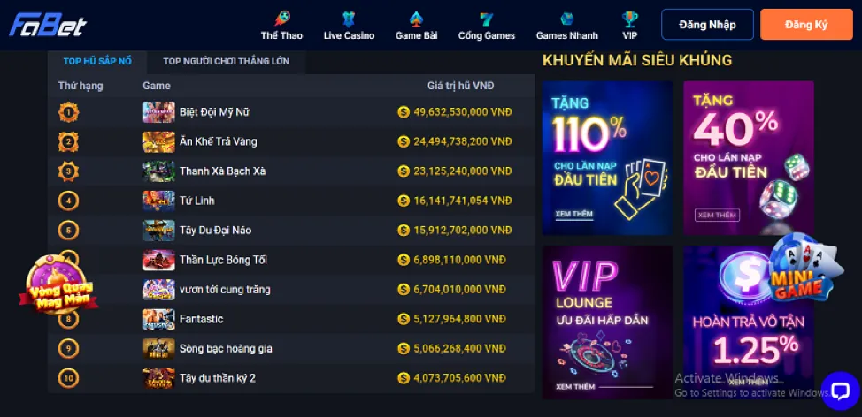 Hoàn trả tiền mặt VIP sodo666